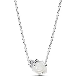 Pandora 393206C01-45 Damen-Halskette Silber Weiße Blühende Rose