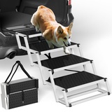 YITAHOME Hundetreppe Auto mit 4 Verbreiterten Stufen, Leichte Hundeautorampe für große Hunde, Tragbare und Faltbare Haustiertreppe, Hundetreppe mit Aluminiumrahmen für Autos, SUV, Hochbett, 200 LBS