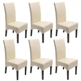 MCW Esszimmerstuhl Crotone Leder creme dunkle Beine 6er Set