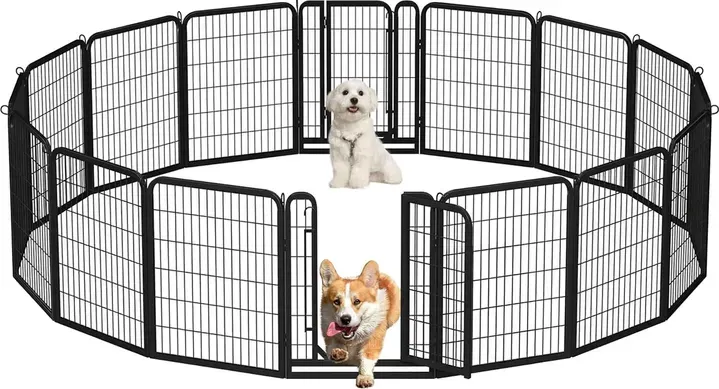 Yaheetech 80 cm Spielgitter für Hunde mit 16 Segmenten, 2 Türen, Automatikverschluss, klappbare Gartenzäune