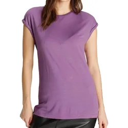Tamaris Damen Basic T-Shirt schlichtes Kurzarm-Shirt Sommer-Shirt 95254023 Lila - 42