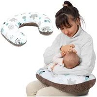 Totsy Baby Stillkissen klein Mond Minky 130 cm - Nursing und Breastfeeding Pillow Stillmond Stützkissen Stillhörnchen kleines Still Kissen und Lagerungskissen beim Stillen Afrika Khaki