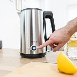 First Austria TZS First Austria Edelstahl Wasserkocher 2200W, 1,7 L, Temperatureinstellung 60-100 Grad, Warmhaltefunktion, Kalkfilter, verdecktes Heizelement, LED Beleuchtungsfarbe