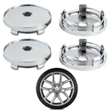 SIRLOMU 4 Stück Universal ABS Felgenkappen, Nabendeckel, Radnabendeckel, Radnabenkappen, Nabenabdeckung, Radnabenabdeckung (OD 60mm ID 56mm) (Silber)