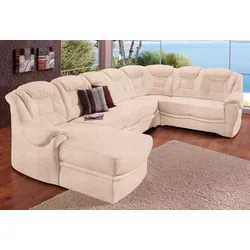 Wohnlandschaft SIT & MORE "Bellevue U-Form", beige (natur), B:327cm H:94cm T:217cm, PRIMABELLE-Microfaser (100% Polyester), SOFTLUX-Kunstleder, NaturLEDER (echtes Rindsleder), Sofas, wahlweise mit Bettfunktion