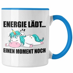Trendation Tasse Trendation – Einhorn Tasse mit Spruch Geschenk Arbeitskollege Kollege Kaffeetasse Frauen blau