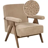 Beliani Sessel EVJE Bouclé 70 x 81 x 72 cm Sandbeige mit Kissen