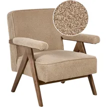 Beliani Sessel EVJE Bouclé 70 x 81 x 72 cm Sandbeige mit Kissen