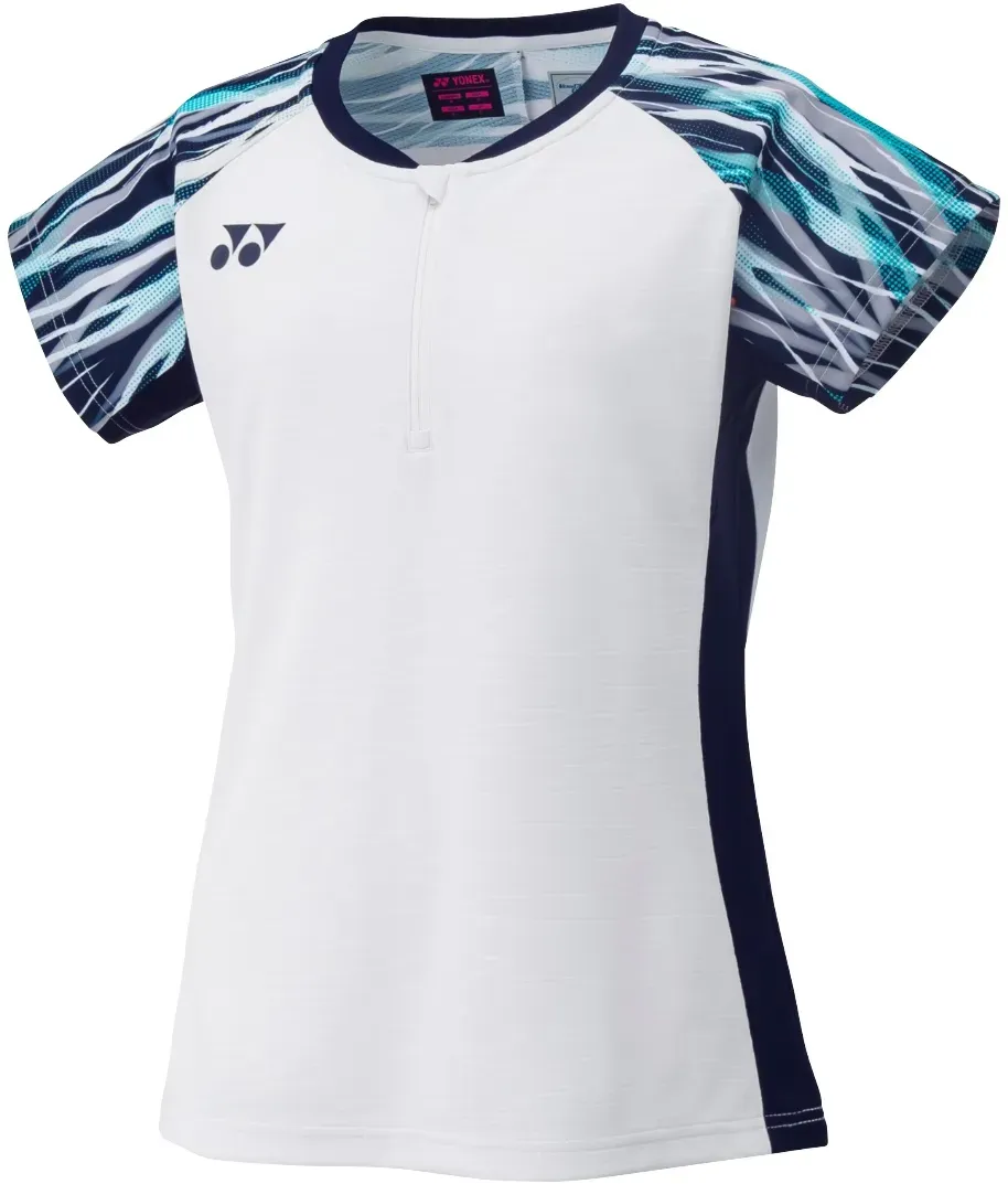 Yonex Sport-Shirt Crew Neck mit Zip-Verschluss weiss Damen