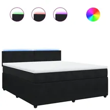 vidaXL Boxspringbett mit Matratze Schwarz 180x200 cm Samt