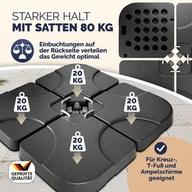 CASARIA Sonnenschirmständerplatten 4er Set Kunststoff bis 80 kg Schwarz