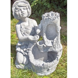 Casa Padrino Jugendstil Brunnen Grau H. 59 cm - Eleganter Garten & Terrassen Deko Stein Brunnen - Barock & Jugendstil Garten & Terrassen Deko Accessoires
