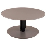 vierhaus Couchtisch, Grau, Schwarz, Beige Metall, Glas, rund, Säule, Bodenplatte, 80x39(76)x80 cm