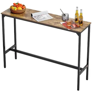 Vevor Bartisch Bistrotisch Kneipentisch mit Metallrahmen, schmaler & Langer Küchentisch Esstisch (1397 x 381 x 991 mm), Ausstellungstisch für Wohnzimmerpartys Pubs Esszimmer Cafés, Braun & Schwarz