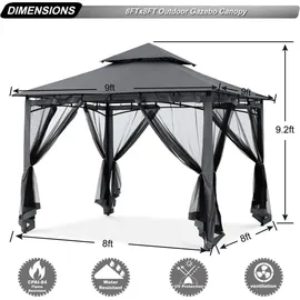 luxuskollektion Pavillon 2,5 x 2,5 m Grau