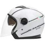 LIONCIANO Motorradhelm Mit Doppelvisier, Jet-Helm für Roller, Scooter, Moped, Mofa, Chopper - Retro Vespa Vintage Stil (Weiß)