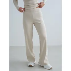 Damen Hose aus Wolle Petite mit weitem Bein Temperaturregulierend Creme cremefarben M