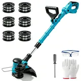 Akku Rasentrimmer Rasenkantenschneider Freischneider kompatibel mit Makita 18V (ohne Akkus), mit 6 Ersatzspulen 30 cm Schnittdurchmesser, Rasenmäher Teleskopgriff Für Einfaches Trimmen Rasenschneiden