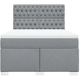 vidaXL Boxspringbett mit Matratze Hellgrau 140x200 cm Stoff