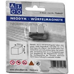 ALCO Würfelmagnet Neodym aus Neodym (Nd) 10x10x10mm silber VE=10x2 Stück