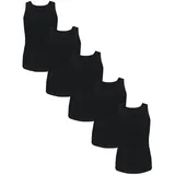 TupTam Unterhemden Mädchen Baumwoll Unterhemd 5er Pack Tank Top Ärmellos Kinder, Farbe: Schwarz, Größe: 158-164 - 158-164