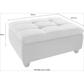 Jockenhöfer Hocker JOCKENHÖFER GRUPPE "Genua, B: 103 cm", grau (grau, hellgrau), B:103cm H:48cm T:82,5cm, Korpus: 100% Polyester, Hocker, Hocker, individuell zu kombinieren