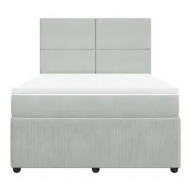vidaXL Boxspringbett mit Matratze Hellgrau 160x200 cm Samt