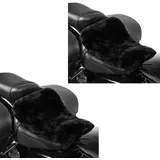 Tourtecs Sitzbank 2x Sitzkissen Lammfell # Sitzbezug 46x30 cm in schwarz Spar-Set