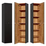 Lomadox Toskana-black-56 Hochschrank 35 x 170 x 33 cm Schwarz Metall/MDF/Spanplatte