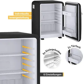 First Austria Retro Mini-Kühlschrank 40 l 0 mm hoch Schwarz