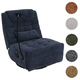 Mendler Relaxsessel HWC-P92 Chenille 82 x 96 x 0 cm Blau drehbar mit Liegeposition