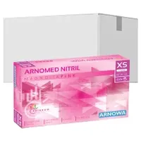 arnomed Nitril Magnolia Pink, Einmalhandschuhe, puderfrei, pink 387-XS , 1 Packung = 100 Stück, Größe XS