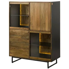 Massivmoebel24 Highboard Mango / Altholz 111x47x145 schwarz / natur lackiert Davis #30