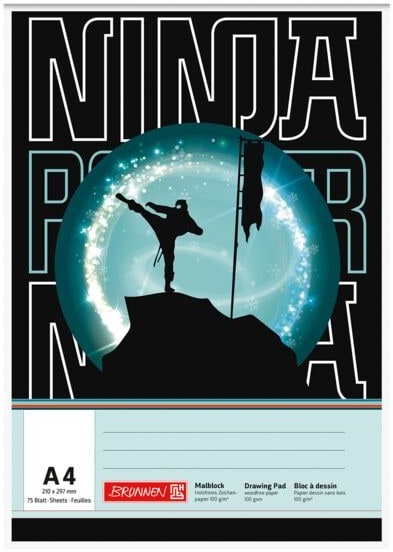 Malblock »Ninja Power« A4 100 g/m2 75 Blatt, Brunnen, 21x29.7 cm