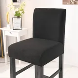 Barhocker Stuhlhussen Bar Stuhlhussen Stuhlbezüge Stretch Hussen für Barhocker Bezug mit Rückenlehne 2er Set Schwarz