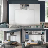 n.e. fabryka mebli Schrankbett horizontal HB 140x200 mit 2 Schränken & Weiß