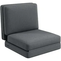 Homcom Bodensofa 3-in-1 Klappbar Schlafsofa mit Samtoptik, Gepolstert Sofabett bis 240 kg belastbar, für Schlafzimmer, Wohnzimmer, Dunkelgrau Kunststoff, 268x18x75 cm, Sessel, Polstersessel