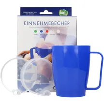 Dr. Junghans Einnehmebecher mit Griff 4+12 mm blau 1 St.