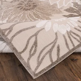 Sanat Floral 2 Outdoor-Teppich 60 x 110 cm Beige