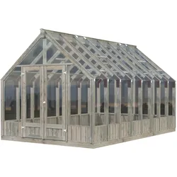 Palmako Gewächshaus / Pavillon / Glashaus Emilia 13,8  m2 - 18 mm Grau kesseldruckimprägniert