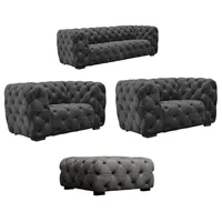 Fun Möbel Sofaset Designersofa NATALIE 2-1-1 in Stoff Riviera Graphit - Grau
