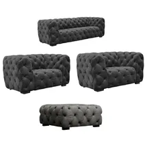 Fun Möbel Sofaset Designersofa NATALIE 2-1-1 in Stoff Riviera Graphit - Grau