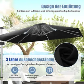 Costway Sonnenschirm rechteckig 300 x 300 cm Blau