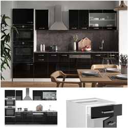 Vicco Küchenzeile R-Line Solid Weiß Schwarz 300 cm Arbeitsplatte modern Küchenschränke Küchenmöbel