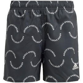 adidas Boy's Sportswear Wave Print CLX Swim Shorts Kids Badeanzug, Black/Off White, 15-16 Years