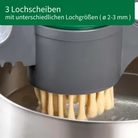 Chefkoch trifft Fackelmann Chefkoch Spätzlepresse für Kartoffeln, Spätzle, Spaghettieis & Co – Presse mit 3 Lochscheiben mit verschiedenen Stärken (2-3 mm) – Robust und ergonomisch