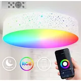 B.K.Licht - Smart Home LED Deckenlampe mit App- und Sprachsteuerung, einstellbar von warmweiß bis kaltweiß, buntes RGB Licht, Lampe,LED Deckenleuchte, Wohnzimmerlampe, 49x12 cm, Weiß