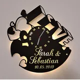 Designbysh Personalisierte LED Wanduhr Liebe 9" Geschenk Hochzeit Jahrestag Valentinstag