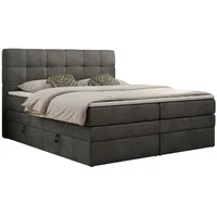 MKS Meble Boxspringbett Dunkelgrau, Textil, 2-Sitzer, H4, Rechteckig, 200x200