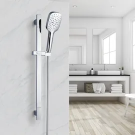 Marwell Duschsystem MARWELL QUATTRO Ii in Chrom - 150x9,3cm - Duschsystem mit stufenlos verstellbarem Stangengleiter